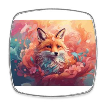 Fuchs pastell Farben Blumen - Viereckiger Kühlschrankmagnet - Weiß - Vorne