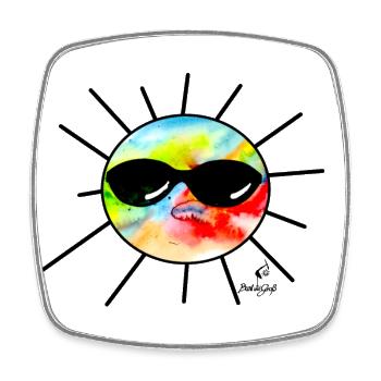 Sonnen-Brille schwarz - Viereckiger Kühlschrankmagnet - Weiß - Vorne