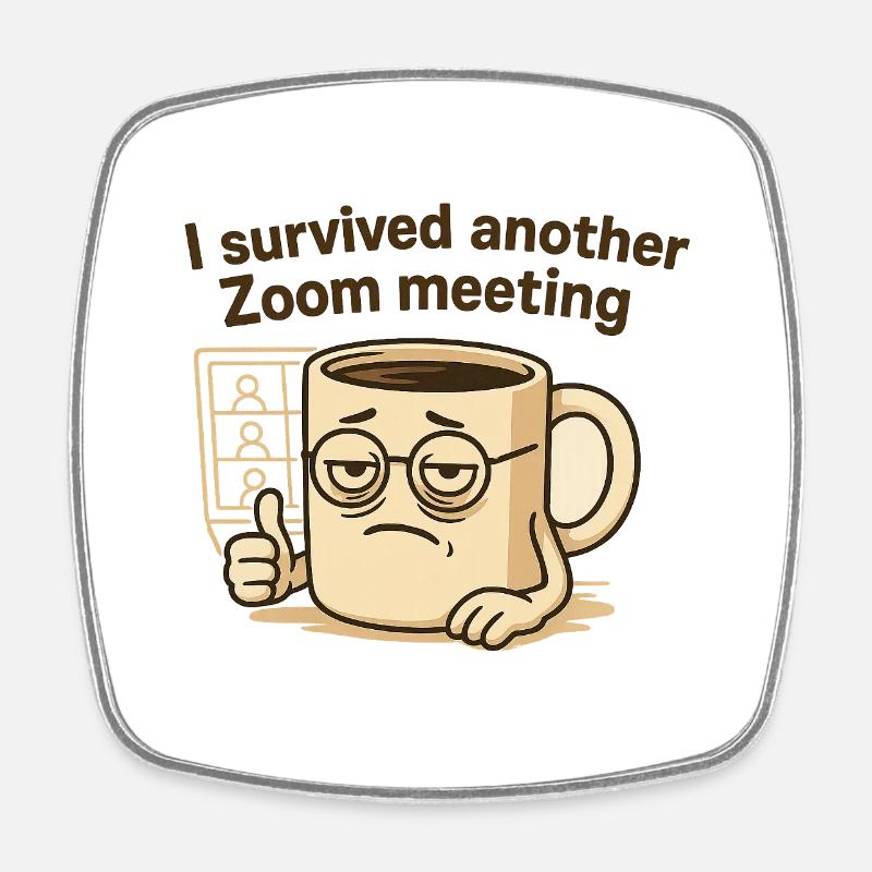 Zoom Meeting - Square fridge magnet - white