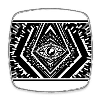 Monochrome Radiant Eye Sun Rays in Space - Square fridge magnet - white - Front