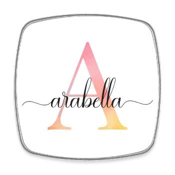 Un | Monogramme | Nom | Arabella |Aquarelle - Magnet carré - blanc - Devant