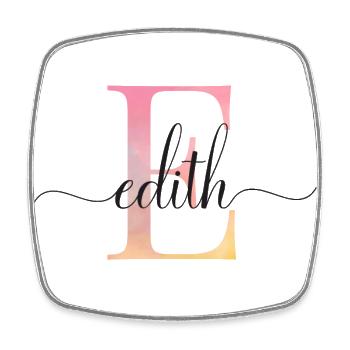 E| Monogramm | Name | Edith|Watercolor - Viereckiger Kühlschrankmagnet - Weiß - Vorne