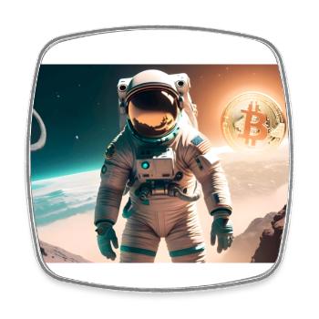 Bitcoin Crypto Space Alien Poster - Square fridge magnet - white - Front