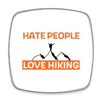 Hate people - love hiking - Square fridge magnet - white - Front