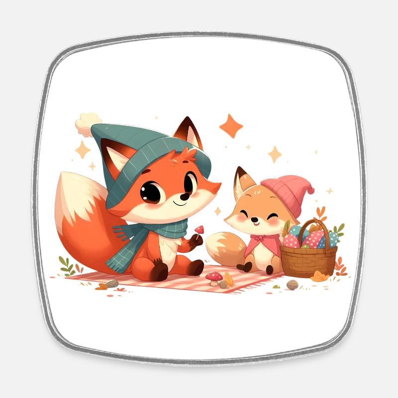 Fox Autumn 11 - Square fridge magnet - white