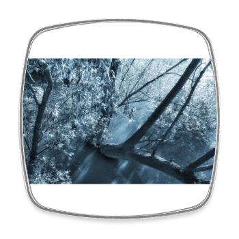 Landscape of trees on a blue river - Square fridge magnet - white - Front