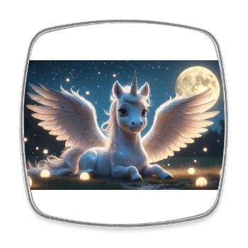 White Unicorn with Wings - Square fridge magnet - white - Front