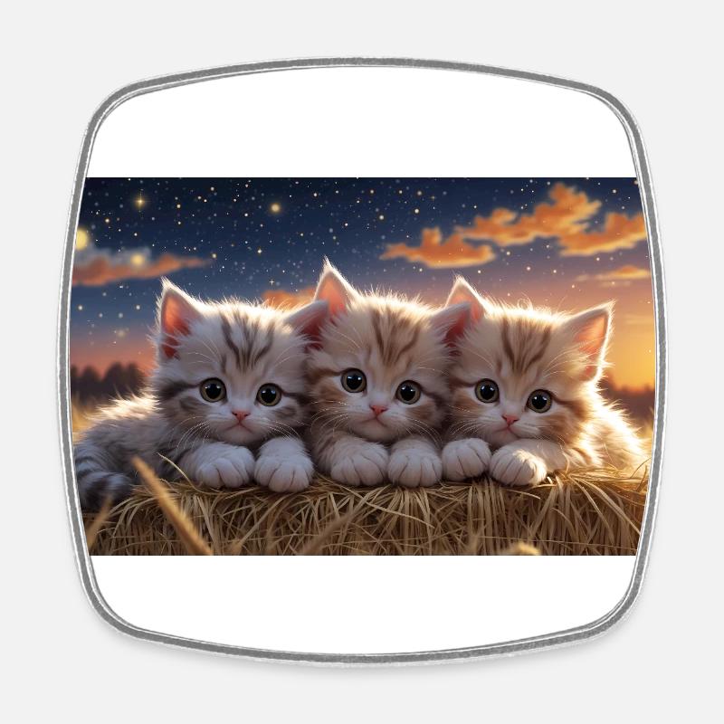Trois mignons petits chats - Magnet carré - blanc