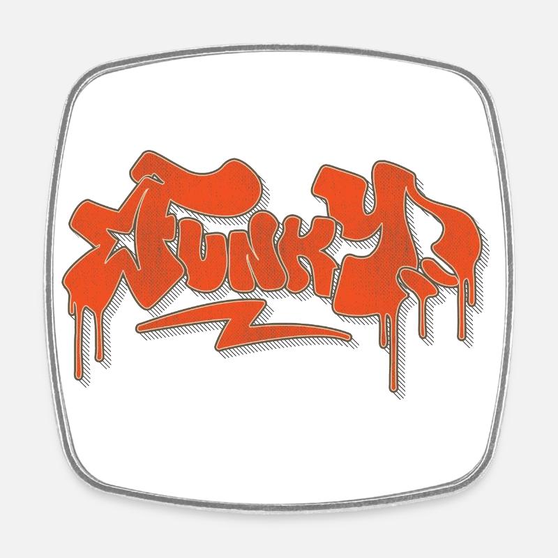 Funky Retro - Square fridge magnet - white