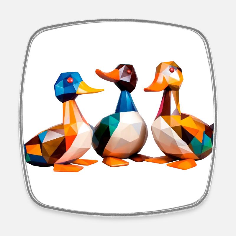 Canards Cubisme 2 - Magnet carré - blanc