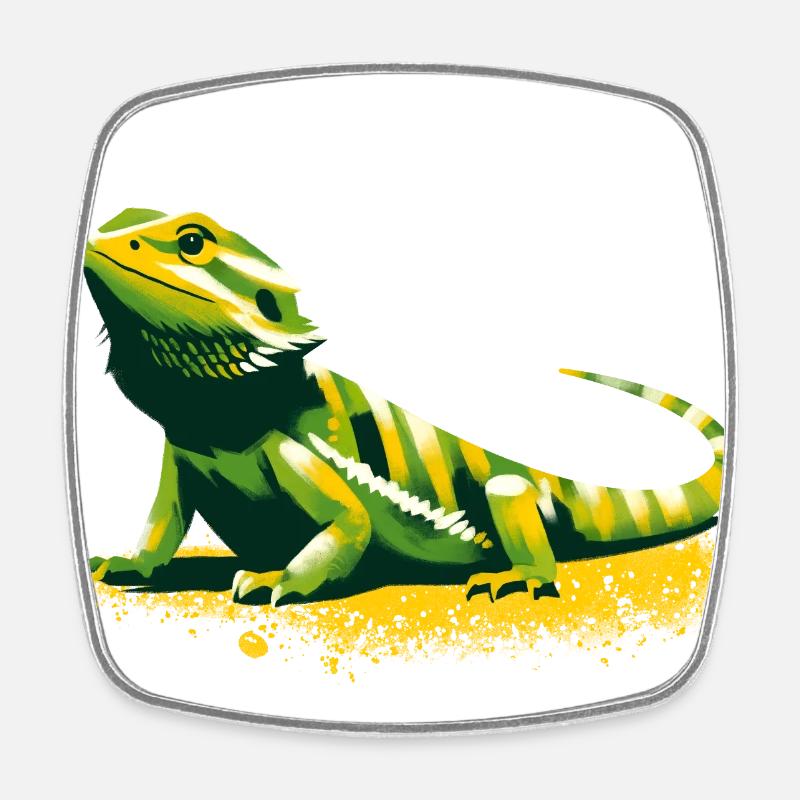 Dragon barbu - Magnet carré - blanc