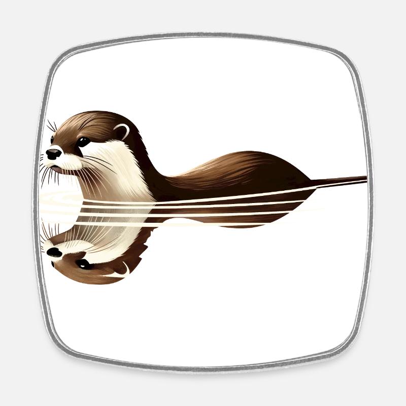Loutre de rivière eurasienne - Magnet carré - blanc