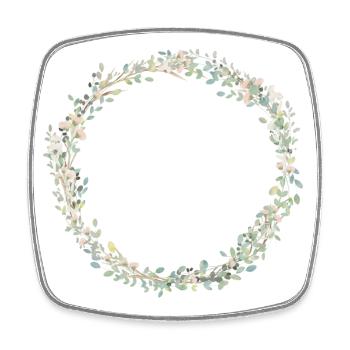 Kranz Elegant Eukalyptus personalisierbar - Viereckiger Kühlschrankmagnet - Weiß - Vorne