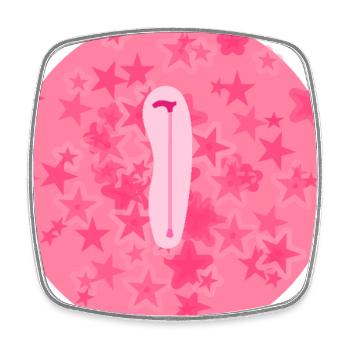 Pink Walking Stick – Inclusive Button with Stars - Square fridge magnet - white - Front