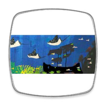 Rays , Ship, Fish - Square fridge magnet - white - Front