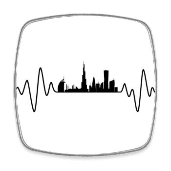 Dubai Herzschlag Skyline Dubai - Viereckiger Kühlschrankmagnet - Weiß - Vorne