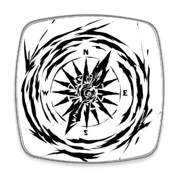 Compass - Square fridge magnet - white - Front