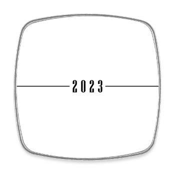 2023 Strich - Viereckiger Kühlschrankmagnet - Weiß - Vorne