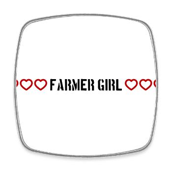Fermier Fille Fille Coeur Amour - Magnet carré - blanc - Devant