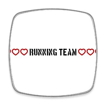 Running Team heart - Square fridge magnet - white - Front