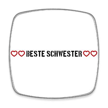 Beste Schwester Herz Liebe - Viereckiger Kühlschrankmagnet - Weiß - Vorne