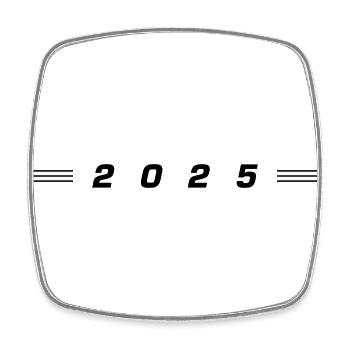 2025 Jahr - Viereckiger Kühlschrankmagnet - Weiß - Vorne