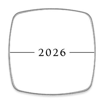 2026 Jahr - Viereckiger Kühlschrankmagnet - Weiß - Vorne