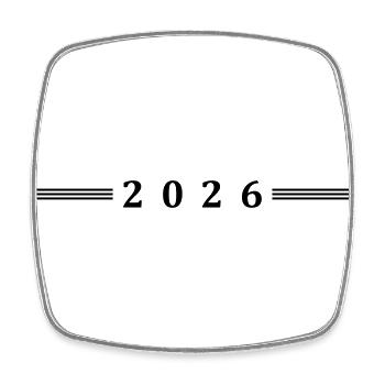 2026 Jahr - Viereckiger Kühlschrankmagnet - Weiß - Vorne