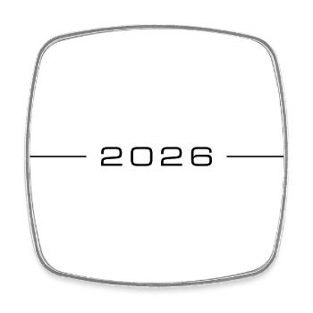 2026 Jahr - Viereckiger Kühlschrankmagnet - Weiß - Vorne