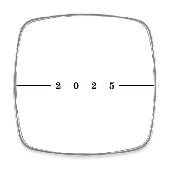 2025 Jahr Linie - Viereckiger Kühlschrankmagnet - Weiß - Vorne