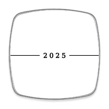 2025 Jahr - Viereckiger Kühlschrankmagnet - Weiß - Vorne