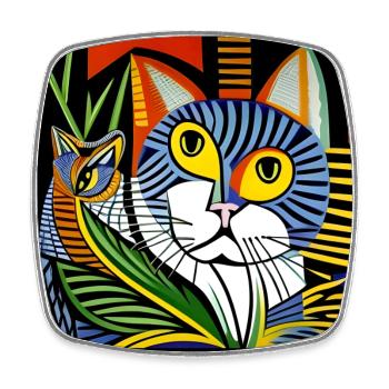 katzen 172red - Viereckiger Kühlschrankmagnet - Weiß - Vorne