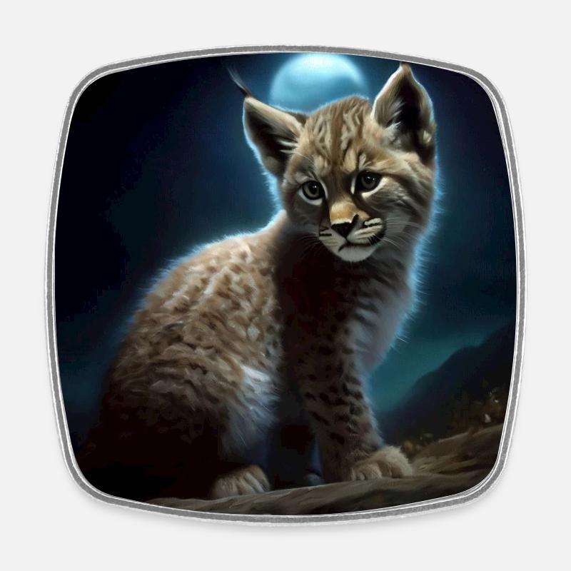 Lynx under the moonlight wildlife - Square fridge magnet - white