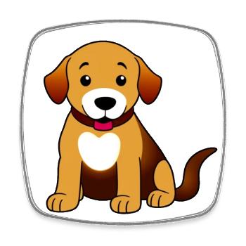 Dog brown sitting - Square fridge magnet - white - Front