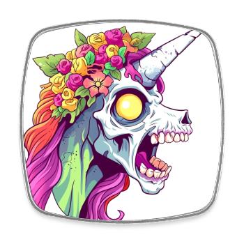 Zombicorn Zombie Unicorn Halloween - Viereckiger Kühlschrankmagnet - Weiß - Vorne