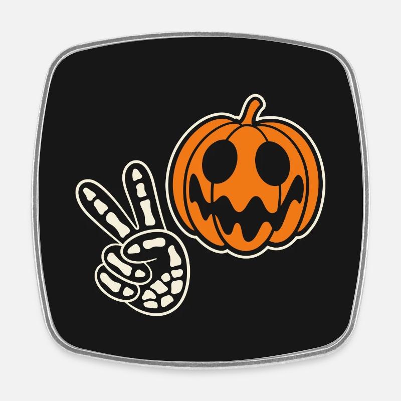 Halloween Pumpkin Skeleton Peace Halloween - Square fridge magnet - white