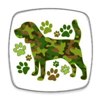 Beagle chien de chasse camouflage - Magnet carré - blanc - Devant