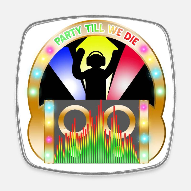 Disco Party DJ - Square fridge magnet - white