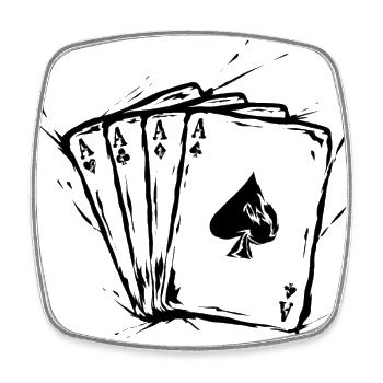 Cartes Poker Ace - Magnet carré - blanc - Devant