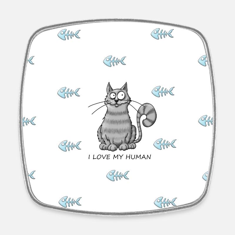 Cat Love - Square fridge magnet - white