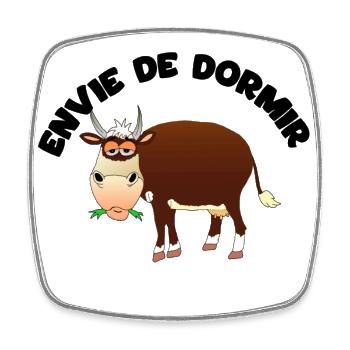 envie de dormir vache abondance - Magnet carré - blanc - Devant