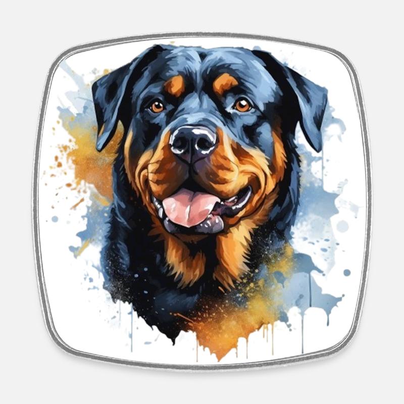 Vibrant Rottweiler Splash Art | Bold Dog Lover Pri - Square fridge magnet - white