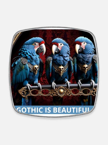 Gothic Blue Parrots - Square fridge magnet - white