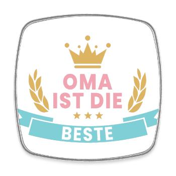 Oma ist die Beste! Krone & Kranz - Viereckiger Kühlschrankmagnet - Weiß - Vorne