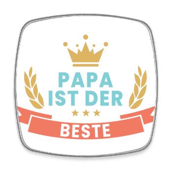 Papa ist der Beste! Krone & Kranz - Viereckiger Kühlschrankmagnet - Weiß - Vorne