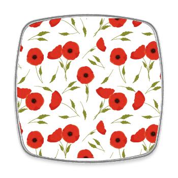 Poppies pattern - Square fridge magnet - white - Front