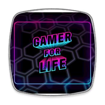 gamer for life mauspad neon 3d - Viereckiger Kühlschrankmagnet - Weiß - Vorne