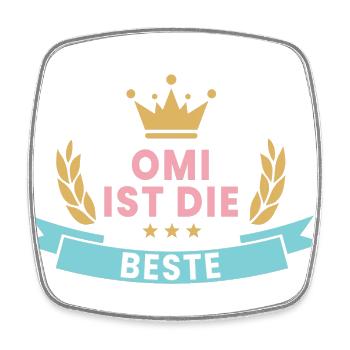 Omi ist die Beste! Krone & Kranz - Viereckiger Kühlschrankmagnet - Weiß - Vorne