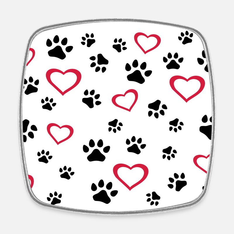 Chien, coeurs de chat. Chiens, pattes de chats - Magnet carré - blanc