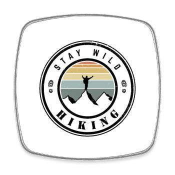 Stay wild - hiking - Square fridge magnet - white - Front